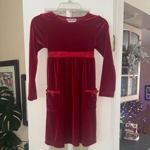 Elegant Red Velvet Girls Dress